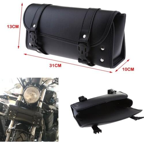 Leather Tool Bag Motorcycle Bike Handlebar Pouch Sto Bag Fork 2 Strap