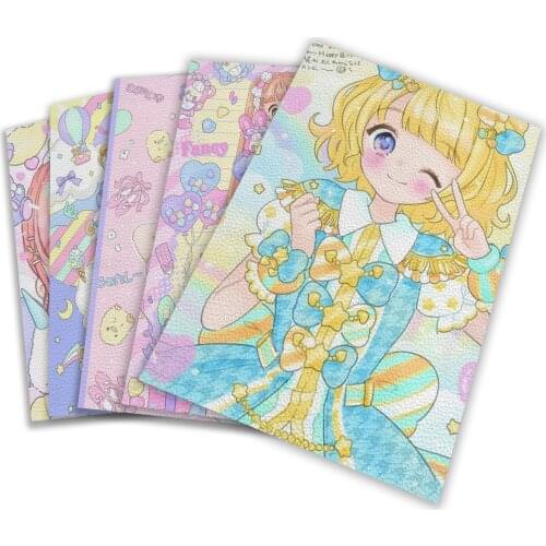 Japanese Girl Illustration Lychee Pattern Leather Handbag Room Bedroom Decoration A4 22*30CM