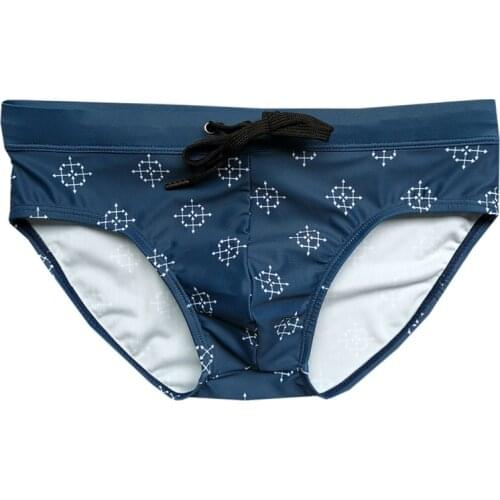 Men Sexy Triangle Swim Briefs Drawstring Bikini Sponge Pad Short Swimsuit N58B
