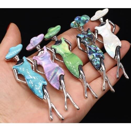 Natural Shell Brooch Pendant Exquisite Beauty Brooch Pendant Charms for Making Women Men Jewerly Necklace Best Gift 22x80mm