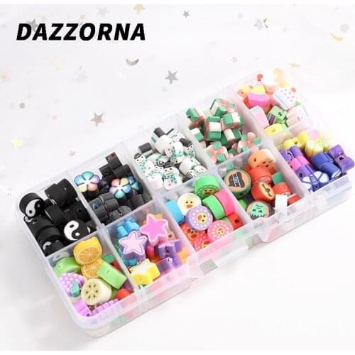 New 200Pcs/Lot Mixed Flower/Star Shape Polymer Clay Spacer Loose Beads For Jewelry Making DIY Bracelet Necklace Accessories