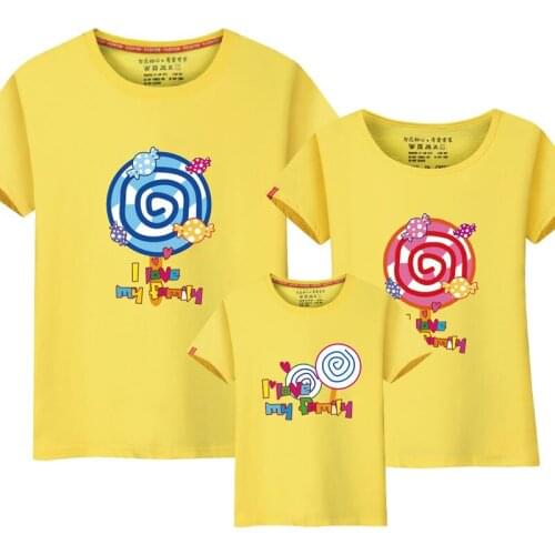 2018 new 1pcs Matching Mother Daughter Clothes Candy Print Summer New Casual Familie Passende Outfits T-shirts Family Clothes