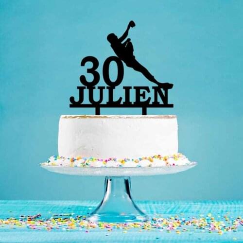 Personalized Birthday Cake Topper Custom Name Age Man Bouldering Rock Climbing Silhouette For Birthday Cake Decoration YC232