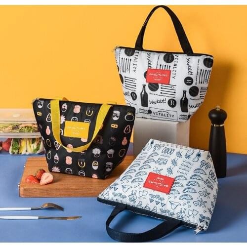 Portable Insulated Thermasl Lunch Box Thick Japanese-style Aluminum Office Worker Student Bento Picni Storage Printing Pattern