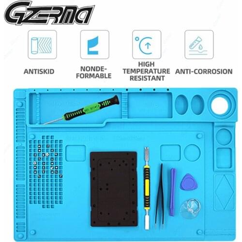 Professional Silicone Heat Insulation Pad With Scale Design Multi-grid Screw Hole PC Laptop Cell Phone Repair Workbench Pad