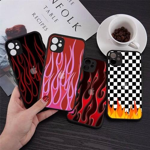 Color silver light cool flame Phone Cases Transparent Matte for iPhone 7 8 11 12 s mini pro X XS XR MAX Plus cover funda