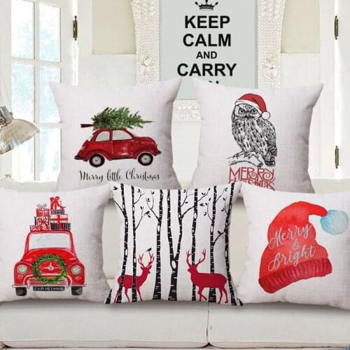 Christmas Home Waist Cushion Case Throw Pillow Case Cotton Linen XMAS GIFT Soft Room Gifts Single Sides Printing