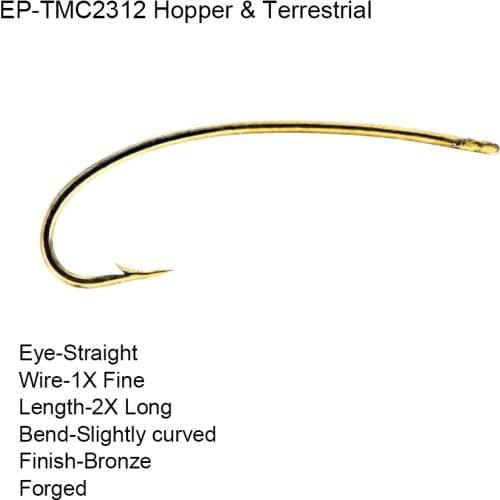 100pcs Eupheng EP-TMC2312 Dry Fly Fishing Hook Bronze Color Flies Hooks Fishing Hooks For Stone Flies Caddis And Hopper Flies