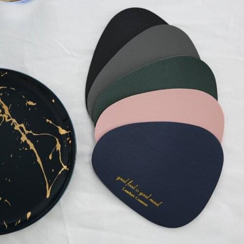 Nordic waterproof heat-insulated oil-proof PU leather placemat Home creative non-slip coffee western food Bowl mat Coaster