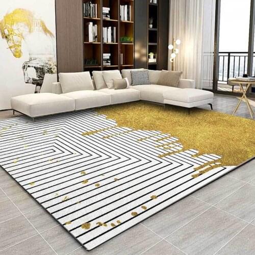 Modern Style Bedroom Bedside Area Rugs Geometric Striped Yellow Printed Carpet Living Room Sofa Table Hallway Non-Slip Floor Mat