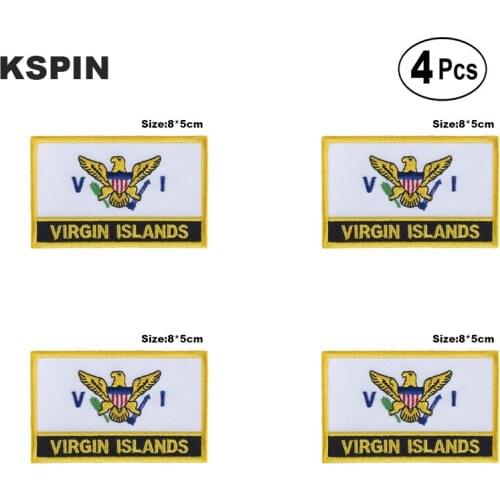 US. Virgin Islands Rectangular Shape Flag Iron on Saw on Patches Embroidered Flag Patches National Flag Patches for Clothing
