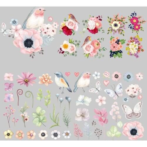 Iron-on Transfers Patches for Clothing Vinyl Thermo Stickers Applique Diy Birds Heat Transfer for T Shirt Stripes on Clothes Set