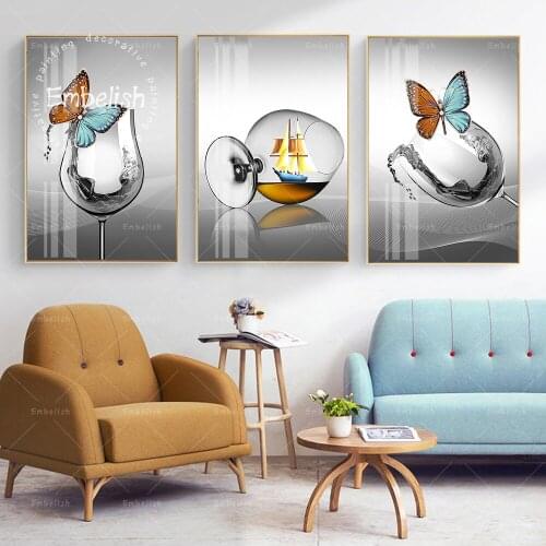 Embelish Modern Artworks For Kitchen Dinning Room Glass With Butterfly Home Decorative Pictures For Living Room Canvas Paintings