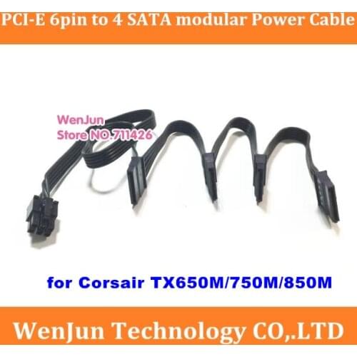 High quality PCI-E 6Pin to 4 SATA / 10 SATA 15pin Modular Power Supply Adapter Cable for Corsair TX650M TX 750M TX850M series