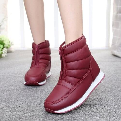 Women boots 2021 winter shoes waterproof thick plush warm slip-resistant zipper women ankle snow boots size 35-45