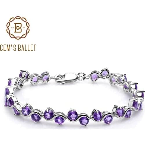 GEMS BALLET 9.04Ct Natural Amethyst Purple Gemstone Bracelet 925 Sterling Silver Bracelets & Bangles For Women Fine Jewelry