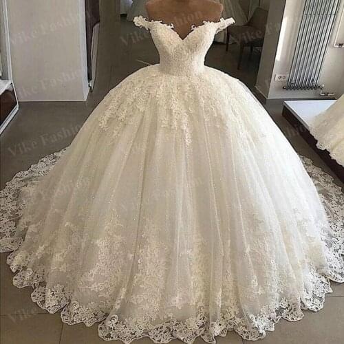 Vintage Vestidos De Novia Casamento 2021 Bridal Gowns Ball Gown Lace Applique Wedding Dress Robe De Mariee