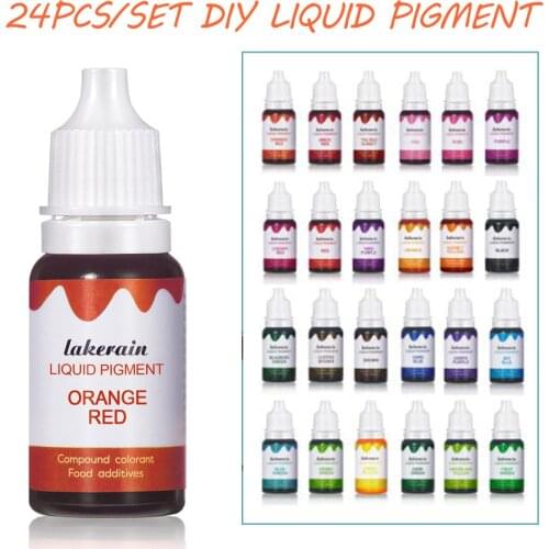24Color/Set Rendering Liquid Pigment for Lip Gloss DIY Lipgloss Base Epoxy Slime Candle Soap Making Wholesale DIY Tools