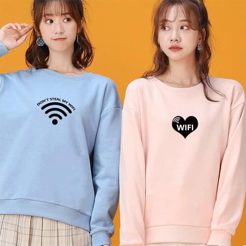 Winter Best Friend Fashion Sweatshirts Harajuku WIFI Print Lady Hoodies Loose Long Sleeve Female Casual Pullover Trajes De Sudor