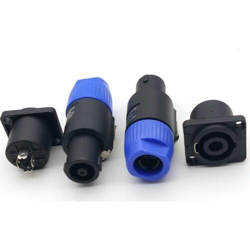 1 SET blue (1 PC Speakon 4 Pin Male Plug +1 pcs female) Compatible Audio Cable adapter