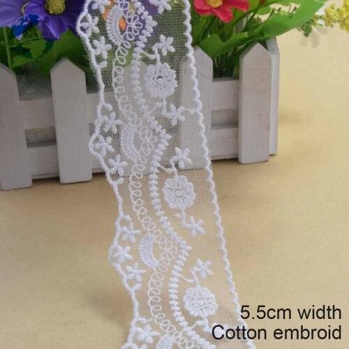 10yards 5.5cm width Cotton embroid lace sewing ribbon guipure trims fabric dolls lace DIY Garment Accessories wedding lace#3378