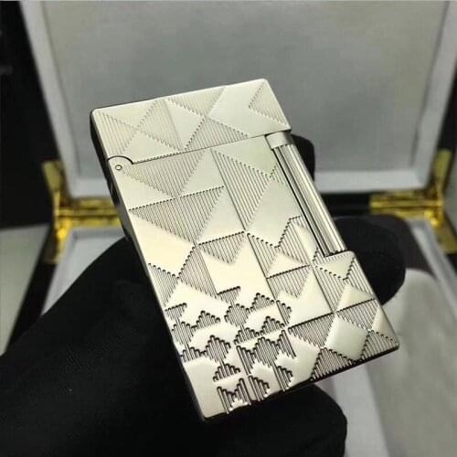 100% new vintage dupont gas lighter gas cigarette lighter polished jet gasoline flint lighter metal gas lighter