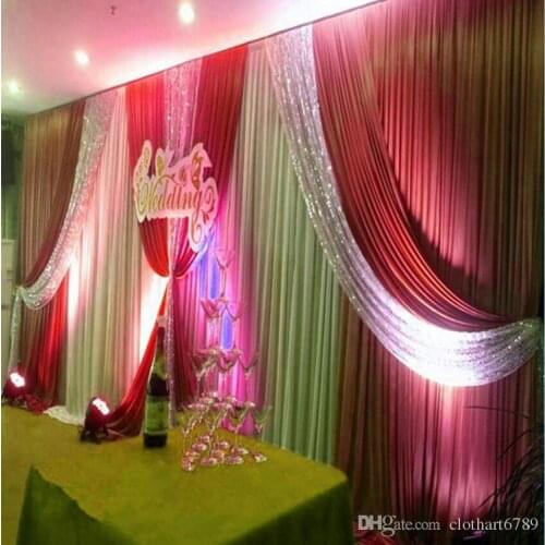 3*6m (10ft*20ft) Wedding Curtain Backdrops with Sequins Swag Wedding Party Stage Decoration valance