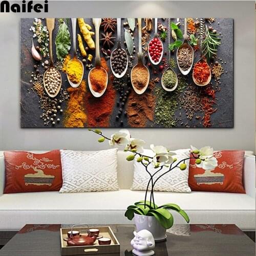 Kitchen spices big size diy diamond Painting Cross Stitch 5d full Diamond Embroidery Beads Kitchen Restaurant Home Decoration