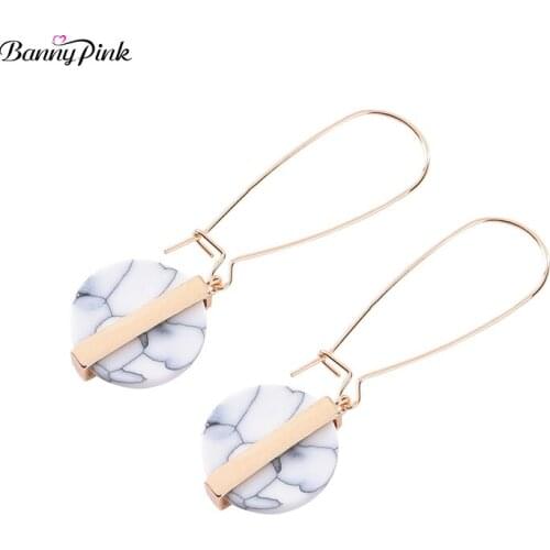 Banny Pink New Punk Black White Blue Stone Pendant Dangle Earrings For Women Gift Chunky Geo Long Drop Earrings Wholesale Bijoux