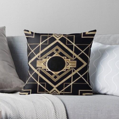 The Great Gatsby Gold Black Pattern Elegant Chic Modern,trendy Throw Pillow Cushion Cover PolyesterHome Decor 45x45cm