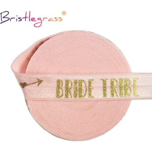 BRISTLEGRASS 2 5 10 Yard 5/8" 15mm Bride Tribe Arrow Foil Print Foldover Elastic FOE Spandex Band Bridal Wrist Tie Wedding Party