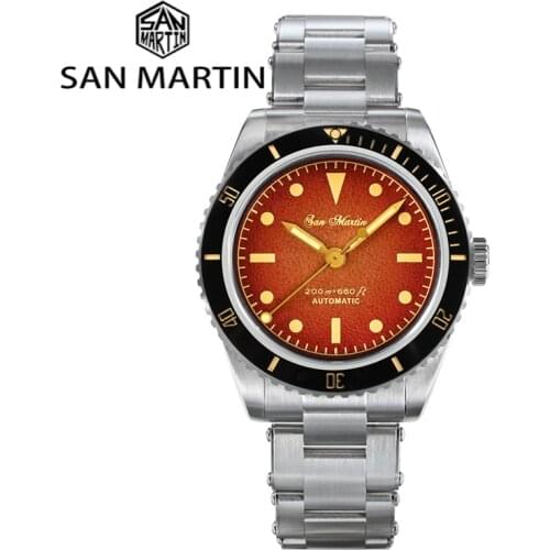 San Martin Diver Watch 38mm 6200 Retro Water Ghost Sapphire Pencil Pointer NH35 Men Automatic Mechanical Watches 20Bar Relojes