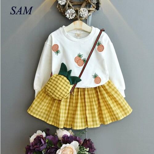 Childrens Autumn Clothes Girls Fashion Toddler Clothing Sets Long Sleeve Tops + Skirt 2pcs Tracksuits Suits Kids Costume