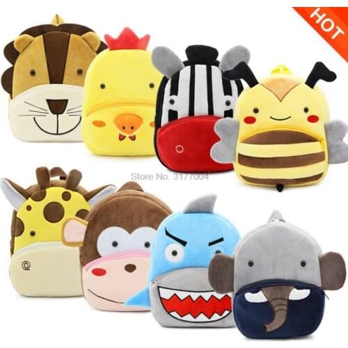 DHL 50pcs 3D Cartoon Plush Children Backpacks kindergarten Schoolbag Animal School Bags Girls Boys Backpacks Diaper Bag
