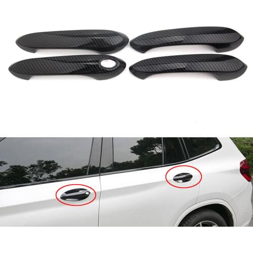 For BMW 5 Series G30 X3 G01 2018 4pcs ABS Carbon Fiber Style Outer Door Handle Trim Cover Frame Styling Decorative Accessories