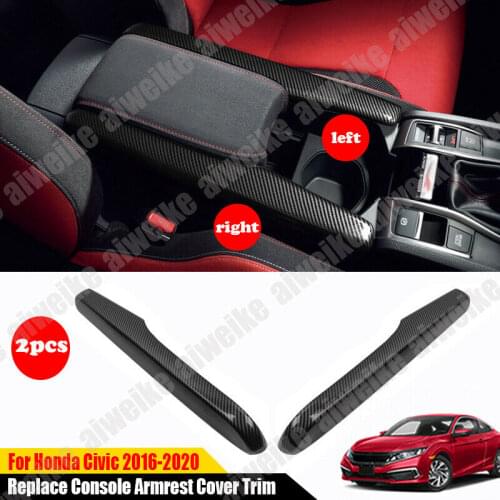 For HONDA Civic 10th 2016-2021 Dry carbon fiber replace console armrest cover trim Car modification Auto parts