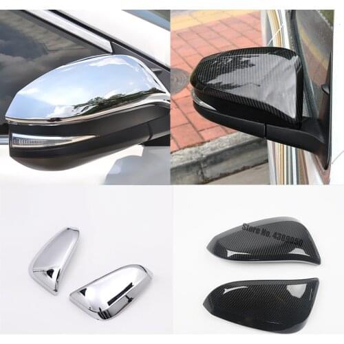 For Toyota Highlander Kluger 2014 15 16 17 2018 ABS Chrome/Carbon Fiber Rearview Mirror Frame Cover Trim Car accessories 2Pcs