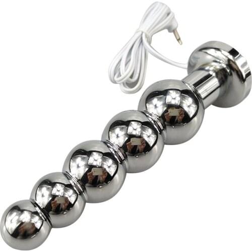 Electric wave physical shock therapy metal anal butt plug dildo vagina massager electro sex toys