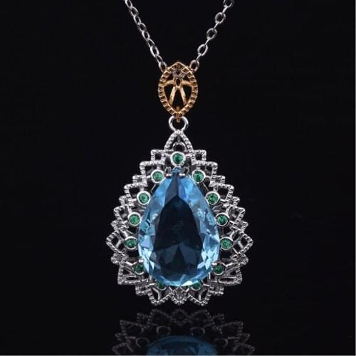 Everoyal Charm Crystal Water Drop Pendant Necklace For Women Jewelry Fashion 925 Sterling Silver Necklace Girls Accessories