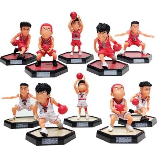 5pcs SLAM DUNK Basketball Player Rukawa Kaede Hot Anime Peripheral Action Figures Model Toy Collection Decoration Doll Gift