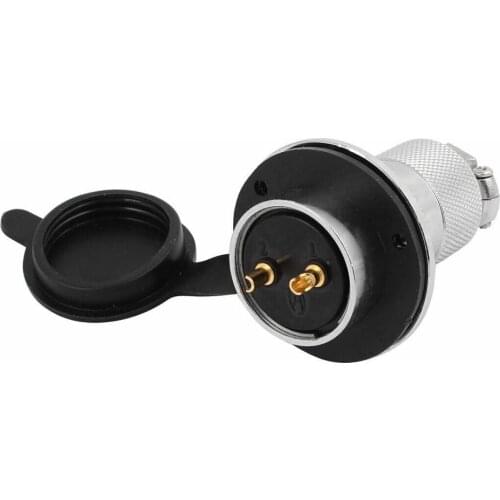 GX30-2 150V 15A 2P 30mm Thread Flange Aviation Connector w Rubber Cover