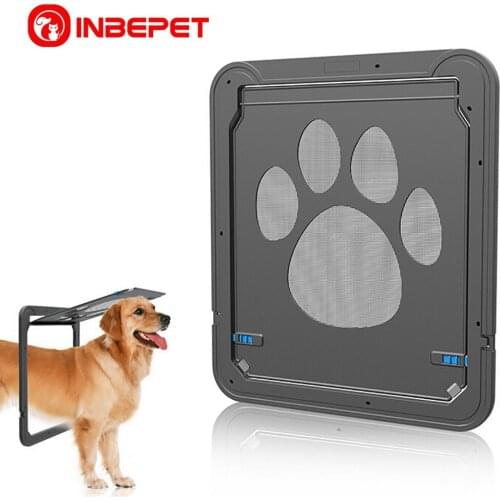 INBEPET Lockable Dog Cat Kitten Door Security Flap Door Nylon Mesh Footprint Animal Small Pet Cat Dog Gate Door Pet Supplies