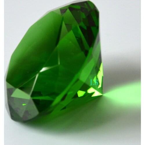 Emerald Crystal Green Paperweight Cut Glass Large Giant Diamond Jewel 50mm Emerald Isle