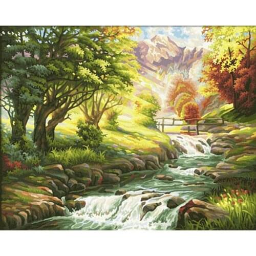 GATYZTORY DIY painting by numbers kits with frame for adults forest river landscape pictures by numbers Unique Gift For Home Dec
