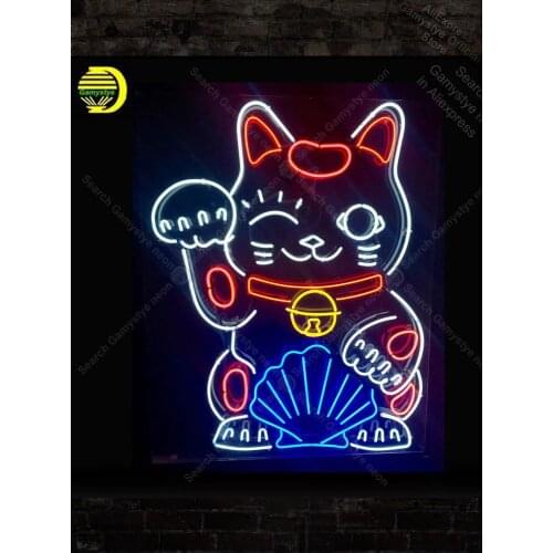 Chinese Lucky Cat Neon Sign Las vegas Bulb Handcrafted Recreation Room coors light neon sign Neon Teaches Pacma Neon Sign Car