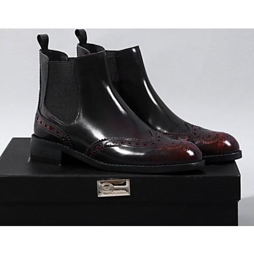 Kmeioo spring autumn genuine leather shoes woman ankle boots chunky heel sheepskin boots slip-on short boots