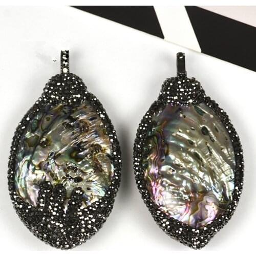 Abalone shell and zircon pendant for DIY jewelry making loose beads FPPJ wholesale nature