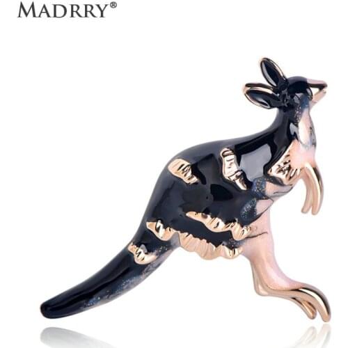 Madrry Classic Alloy Enamel Kangaroo Brooch Pins Metal Scarf Animal Pins Christmas Gift Banquet Weddings Accessories For Women