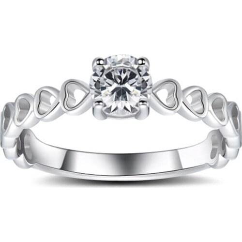 Milangirl Fashion Heart Shaped Crystal Ring Wedding Ring Female Engagement Ring Charm Jewelry Ring Party