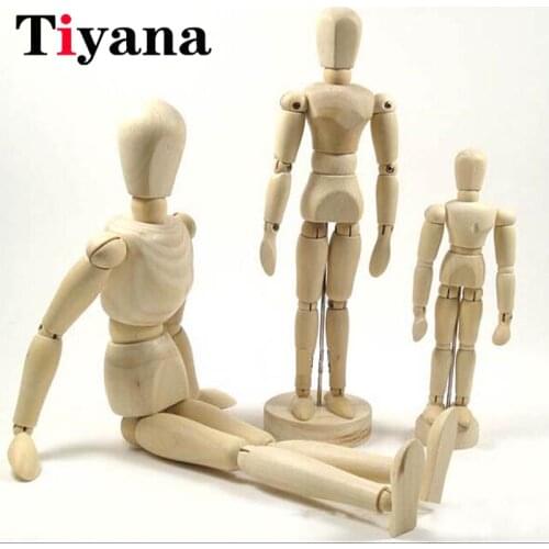 20 / 30 cm Cute Small Dolls Wooden Male Artist Manikin Handmade Home Decoration Hand Blockhead Puppet Cartoon doll WD059
